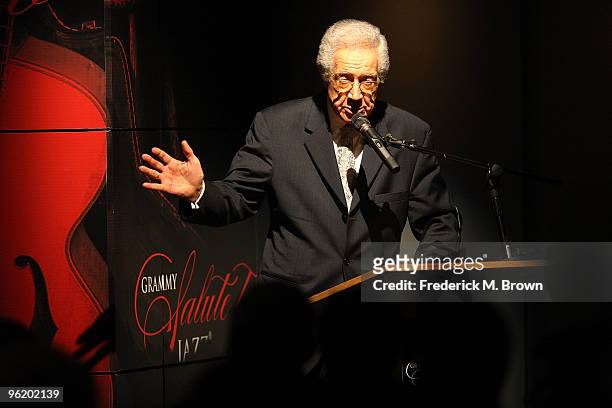 Recording artist Kenny Burrell speaks during the GRAMMY's Salute to Jazz at the GRAMMY Museum on January 26, 2010 in Los Angeles, California.
