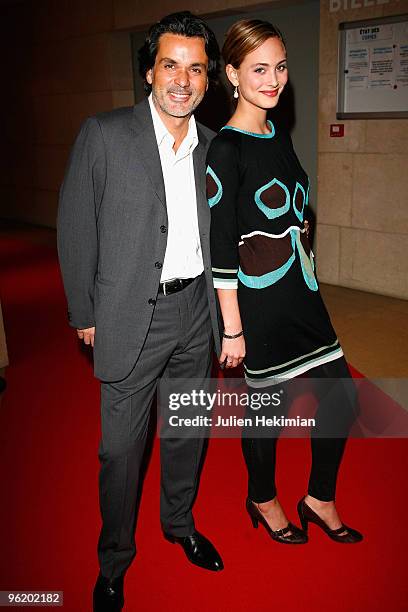 Christophe Barratier and Nora Arnezeder attend the Dennis Hopper et le Nouvel Hollywood dinner at la Cinematheque Francaise on october 15, 2008 in...