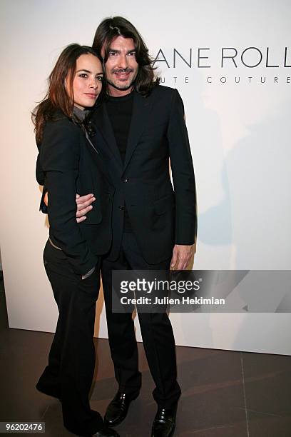 Berenice Bejo and Stephane Rolland pose as they attend the Stephane Rolland Haute Couture show as part of the Paris Fashion Week S/S 2010 at Cite de...