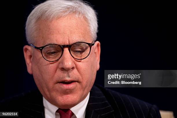 David M. Rubenstein, co-founder and managing director of the Carlyle Group, speaks during a panel discussion on day one of the 2010 World Economic...