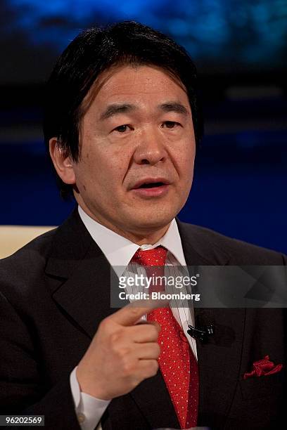 Heizo Takenaka, a professor at Japan's Keio University, speaks during a panel discussion on day one of the 2010 World Economic Forum annual meeting...