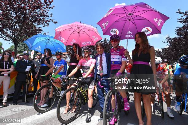Start / Giulio Ciccone of Italy and Team Bardiani CSF Blue Mountain Jersey / Simon Yates of Great Britain and Team Mitchelton-Scott Pink Leader...