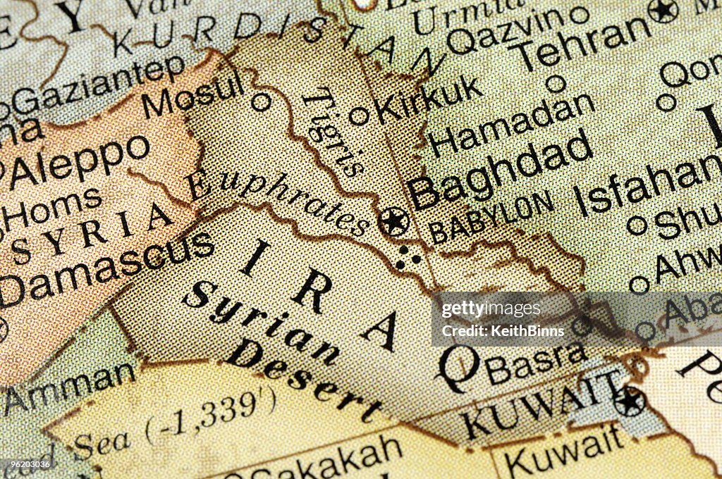 Map of IRAQ and surrounding neighbors