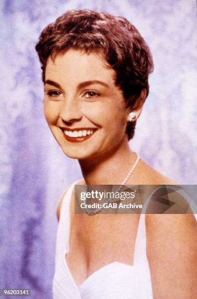 Studio headshot of English actress Jean Simmons taken in the late 1950's