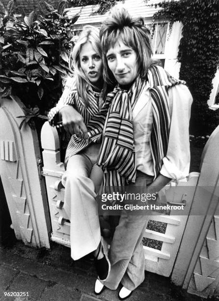 Rod Stewart and Britt Ekland posed in Amsterdam, Netherlands in 1975