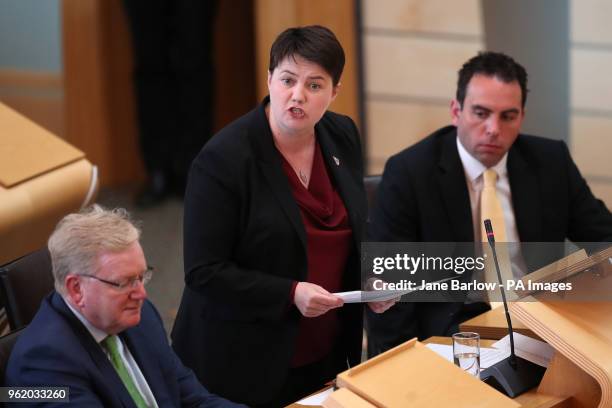 Scottish Conservative party leader Ruth Davidson, alongside Jackson Carlaw and Maurice Golden , during First Minister's Questions at the Scottish...