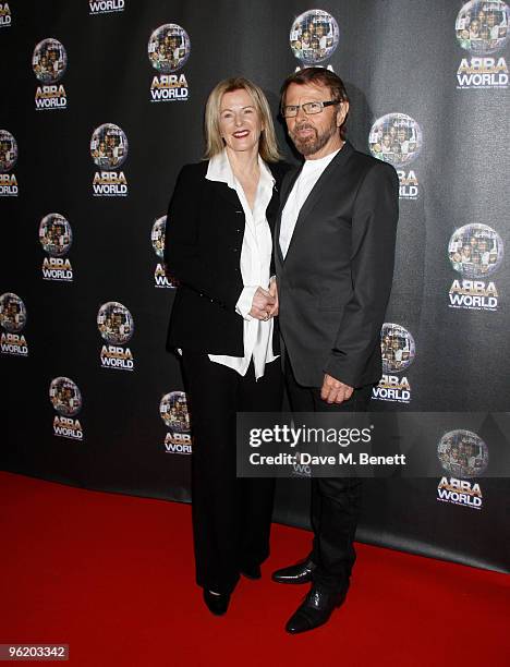 Anni-Frid Lyngstad, Bjorn Ulvaeus and other celebrities attended the ABBA World exhibition which opened on January 26, 2010 at Earls Court, London, UK