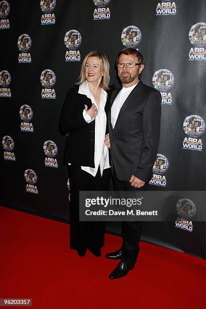 Anni-Frid Lyngstad, Bjorn Ulvaeus and other celebrities attended the ABBA World exhibition which opened on January 26, 2010 at Earls Court, London, UK