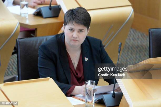 Scottish Conservative leader Ruth Davidson at First Minister's Questions in the Scottish Parliament, on May 24, 2018 in Edinburgh, Scotland.