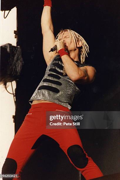 Billy Idol performs on stage at The National Bowl, on September 18th, 1993 in Milton Keynes, United Kingdom.