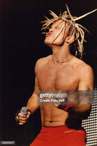 Billy Idol performs on stage at The National Bowl, on September 18th, 1993 in Milton Keynes, United Kingdom.
