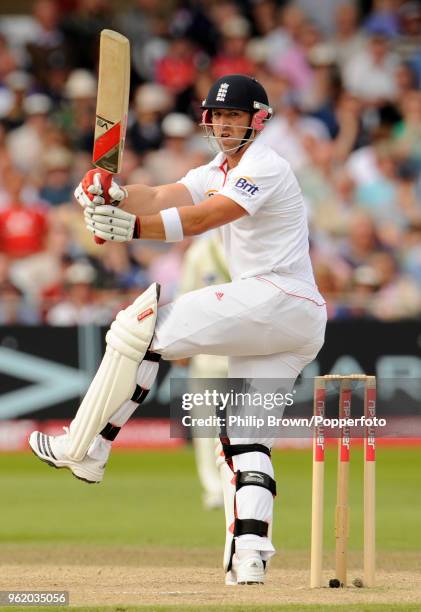 England batsman Matt Prior hits out during his innings of 102 not out in the 1st Test match between England and Pakistan at Trent Bridge, Nottingham,...