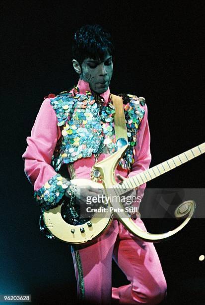 Prince performs on stage on 'The Ultimate Live Experience' tour at Wembley Arena on March 4th, 1995 in London, United Kingdom.