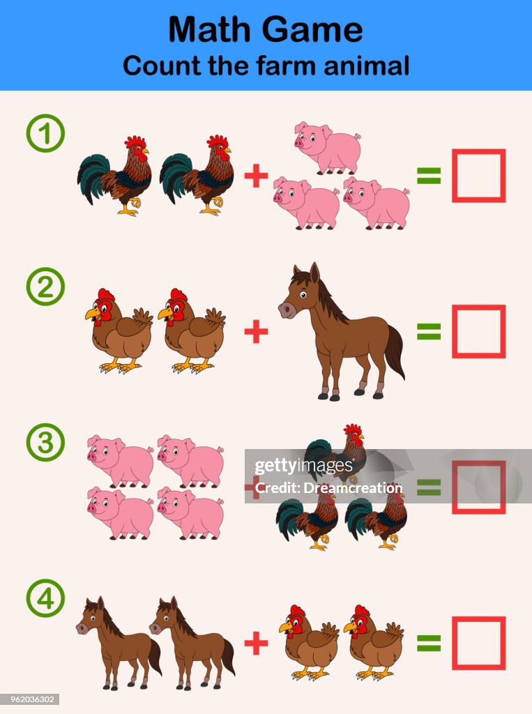 Stacking Cows Math Game Cartoon Educational Mathematical Game For Children With Farm Animal ...