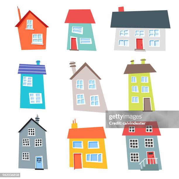 flat design and colorful houses collection - house illustration stock illustrations