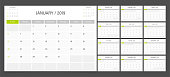 Calendar planner 2019 design template week start on Sunday.