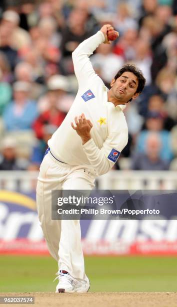 Saeed Ajmal of Pakistan bowling during the 2nd Test match between England and Pakistan at Edgbaston, Birmingham, 7th August 2010. England won the...