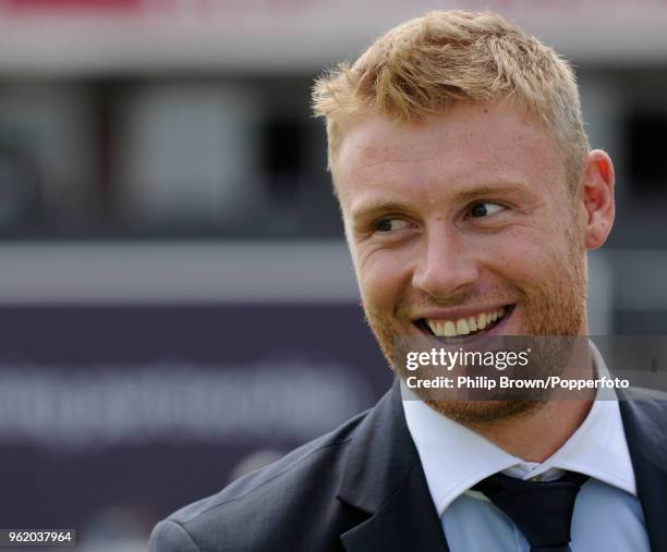 Former England cricketer Andrew Flintoff at the 3rd NatWest Series One Day International between England and Australia at Old Trafford, Manchester,...