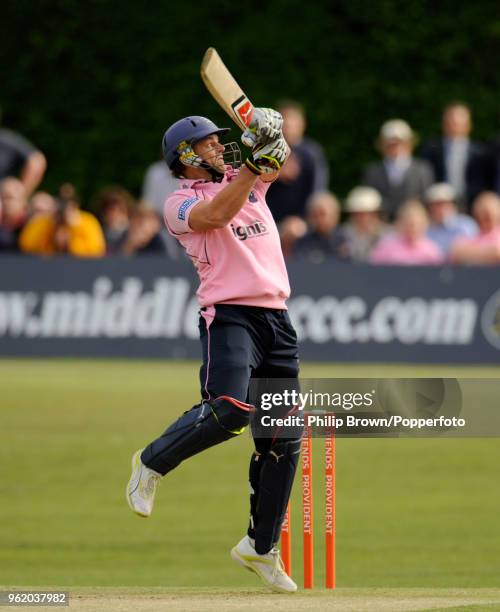 Adam Gilchrist batting for Middlesex during his innings of 51 runs from 31 balls during the Friends Provident T20 match between Middlesex and...