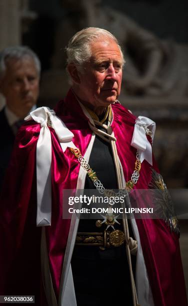 Britain's Prince Charles, Prince of Wales and Great Master of the Honourable Order of the Bath, attends the Order of the Bath service at Westminster...