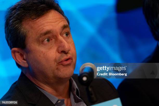 Sergio Buniac, president of Motorola and senior vice president of Lenovo Group Ltd., speaks during a news conference in Hong Kong, China, on...