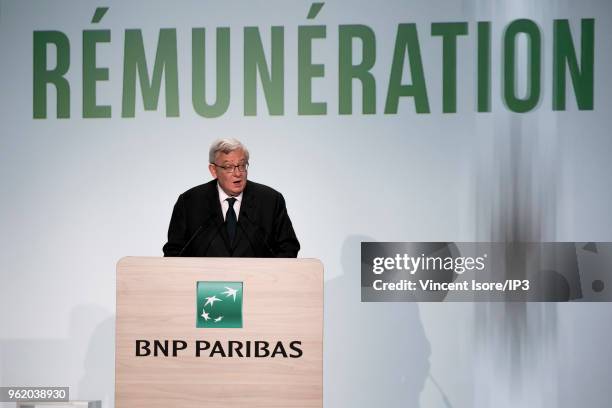 Paribas president, Jean Lemierre, attends the French banking group BNP Paribas general shareholders meeting on May 24, 2018 in Paris, France. The...