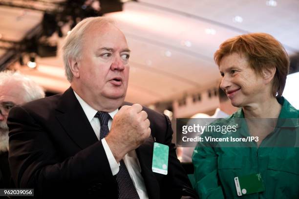 Members of the board, Denis Kessler and Laurence Parisot , attend the French banking group BNP Paribas general shareholders meeting on May 24, 2018...