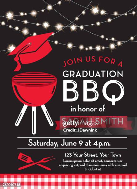 bbq graduation party invitation design template - beer stein stock illustrations