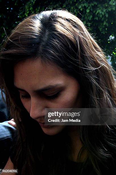 Maria Alonso wife of Salvador Cabanas attends at the Angels of Pedregal Hospital where Salvador Cabanas is hospitalized on January 26, 2009 in Mexico...