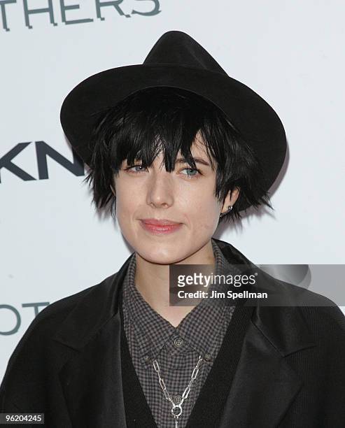 Model Agyness Deyn attends the Cinema Society and DKNY Men screening of "Brothers" at the SVA Theater on November 22, 2009 in New York City.