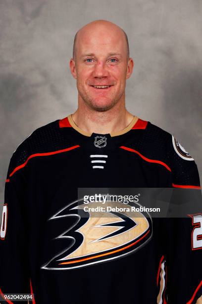 Jason Chimera of the Anaheim Ducks poses for his official headshot for the 2017-2018 season on March 5, 2018 at Honda Center in Anaheim, California.