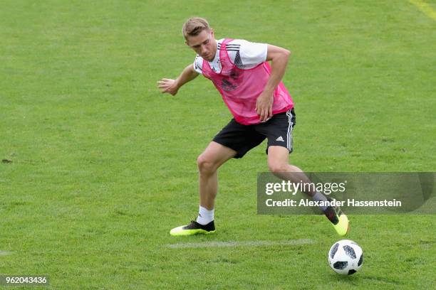 Nils Petersen plays with the ball during a training session of the German national team at Sportanlage Rungg on day two of the Southern Tyrol...