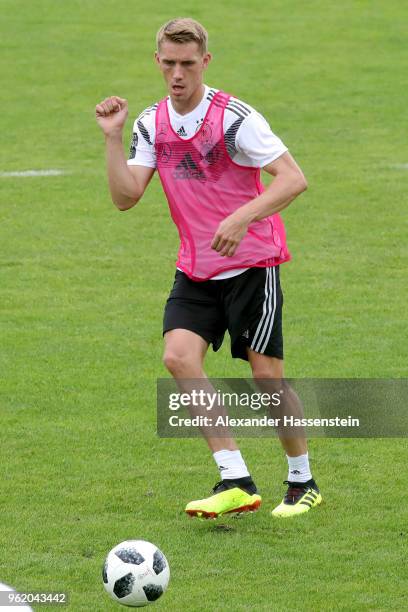 Nils Petersen plays with the ball during a training session of the German national team at Sportanlage Rungg on day two of the Southern Tyrol...