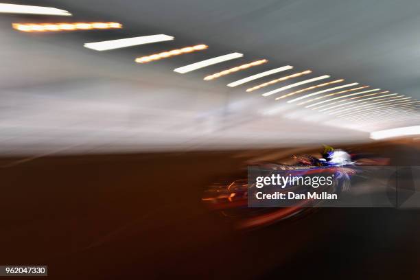 Pierre Gasly of France and Scuderia Toro Rosso driving the Scuderia Toro Rosso STR13 Honda on track during practice for the Monaco Formula One Grand...