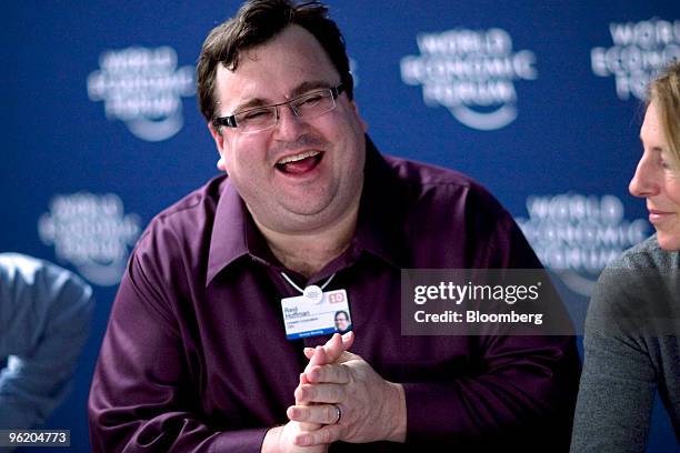 Reid Hoffman, chairman and founder of LinkedIn Corp., speaks during a workshop on social networks on day one of the 2010 World Economic Forum annual...