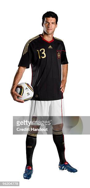 In this handout image provided by adidas Michael Ballack of Germany poses for a photo on January 27, 2010 in Herzogenaurach, Germany.