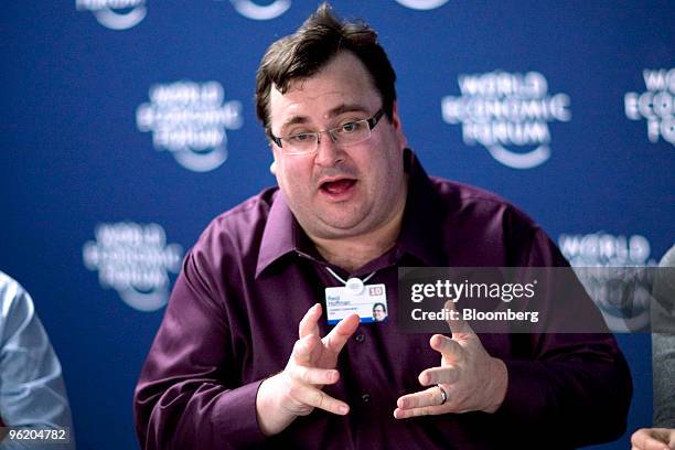 Reid Hoffman, chairman and founder of LinkedIn Corp., speaks during a workshop on social networks on day one of the 2010 World Economic Forum annual...