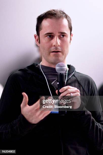 Evan Williams, co-founder and chief executive officer of Twitter Inc., speaks during a workshop on social networks on day one of the 2010 World...