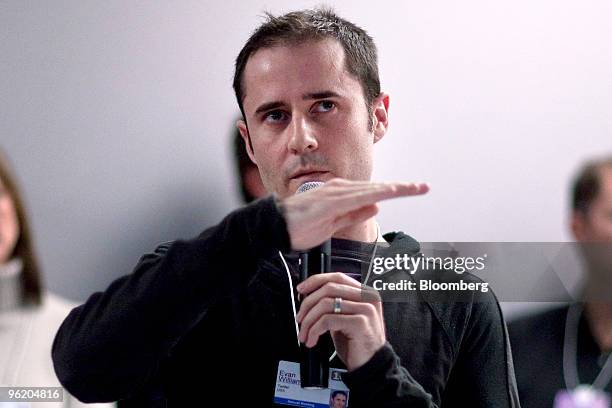 Evan Williams, co-founder and chief executive officer of Twitter Inc., speaks during a workshop on social networks on day one of the 2010 World...