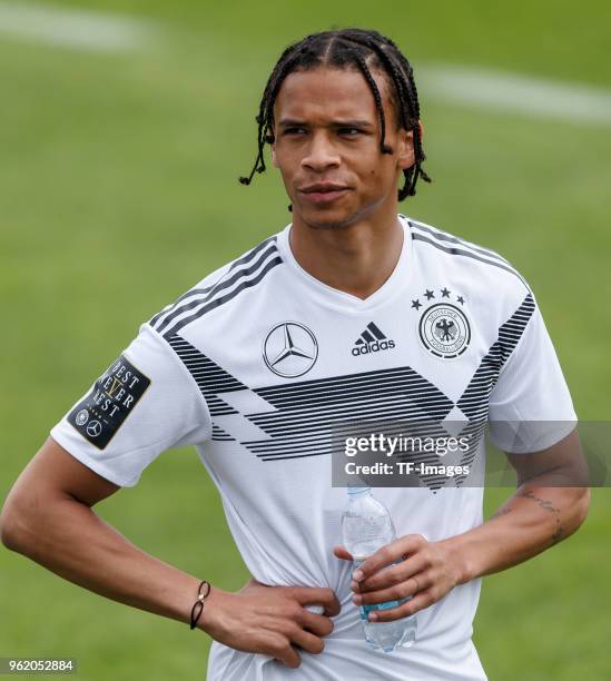 Leroy Sane of Germany looks on during the Southern Tyrol Training Camp day two on May 24, 2018 in Bolzano, Italy.