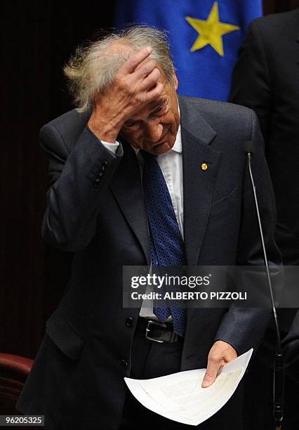 Nobel laureate and Holocaust survivor Elie Wiesel delivers an address to the Italian parliament on the occasion of the International Holocaust...