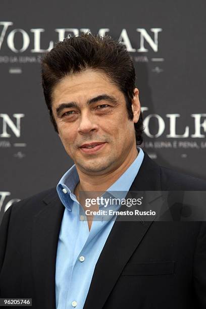 Benicio Del Toro attends a photocall for 'The Wolfman' at La Casa Del Cinema on January 27, 2010 in Rome, Italy.