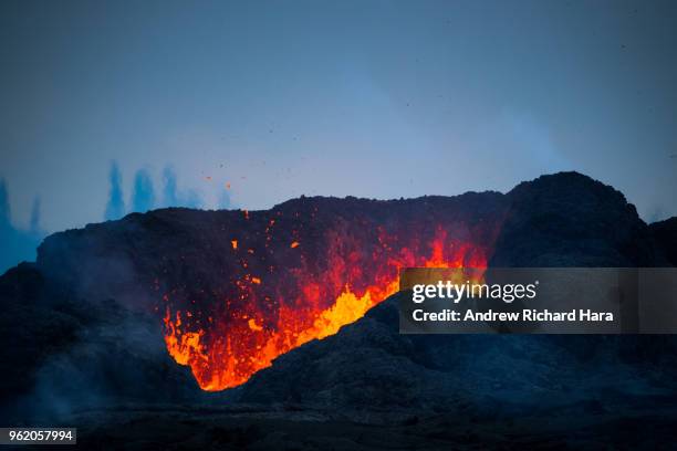 Lava flows from a Fissure in the aftermath of eruptions from the Kilauea volcano on Hawaii's Big Island, on May 22, 2018 in Pahoa, Hawaii. The U.S....