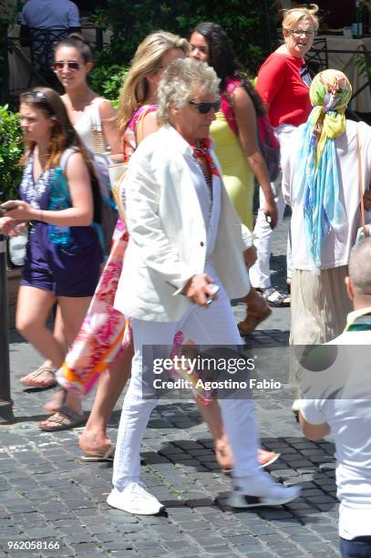 Singer Rod Stewart and his wife Penny Lancaster are seen on May 24, 2018 in Rome, Italy.