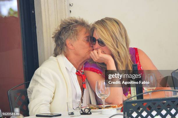 Singer Rod Stewart and his wife Penny Lancaster are seen on May 24, 2018 in Rome, Italy.