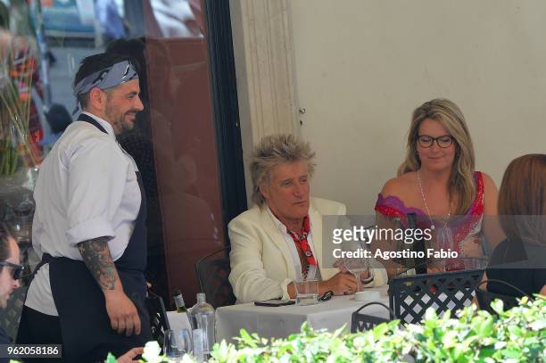 Singer Rod Stewart and his wife Penny Lancaster are seen on May 24, 2018 in Rome, Italy.