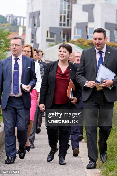 Scottish Conservative leader Ruth Davidson makes her way from the Scottish Parliament to a new Garden of Remembrance in the Parliament grounds,...