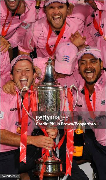 Middlesex captain Ed Joyce and the Middlesex team celebrate after winning the Twenty20 Cup Final against Kent at the Rose Bowl, Southampton, 26th...