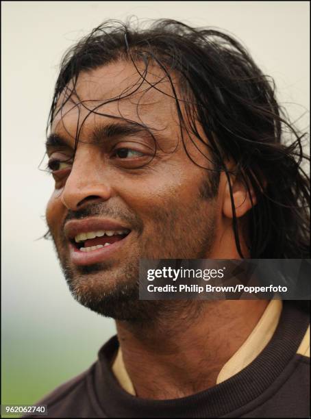 Shoaib Akhtar of Surrey warms up before the start of play on day four of the LV County Championship match between Surrey and Hampshire at The Oval,...