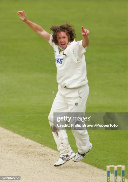 Ryan Sidebottom of Nottinghamshire appeals for a wicket during the LV County Championship match between Yorkshire and Nottinghamshire at Headingley,...